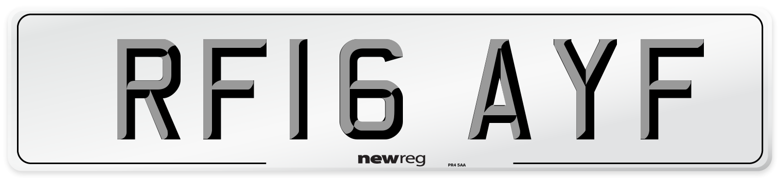 RF16 AYF Number Plate from New Reg